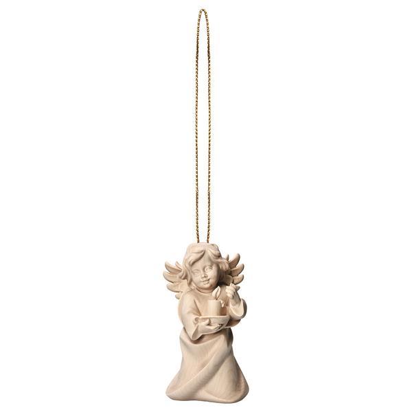 Heart Angel with candle with gold string - Natural