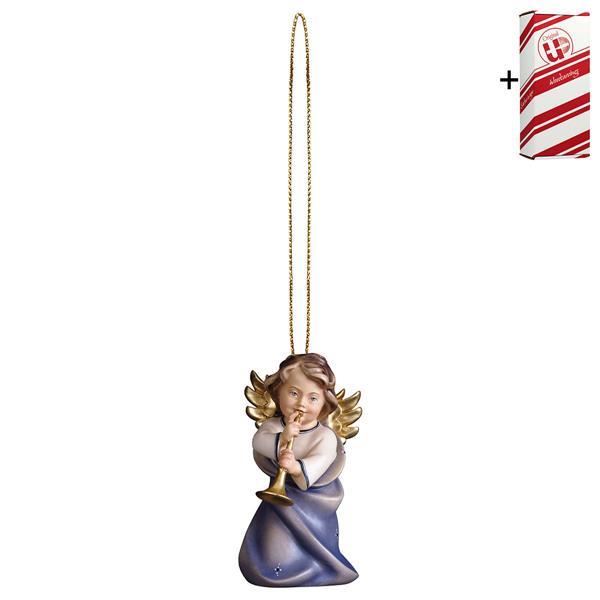 Heart angel with trumpet with gold string + Gift box - Colored