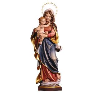 Vierge à l enfant des Alpes avec Auréole 12 étoiles en laiton Bois de tilleul sculpté