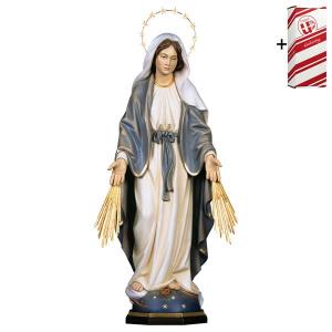 Vierge Miraculeuse avec rayonnements et Auréole 12 étoiles en laiton + Coffret cadeau