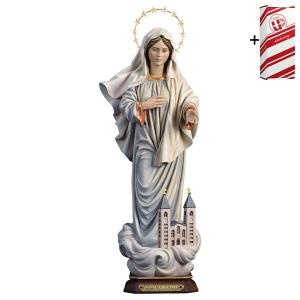 Queen of Peace with church with Halo 12 stars brass + Gift box