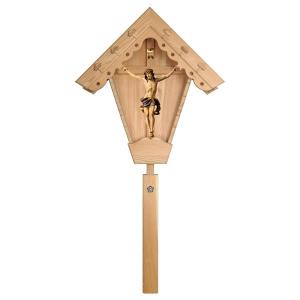 Crucifix Nazaréen Croix de champs à travée Mélèze Bois de tilleul sculpté