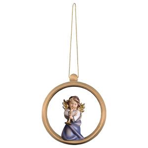 Ange Cœur avec trompette Boule en bois