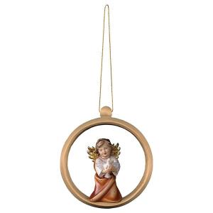 Ange Cœur avec colombe Boule en bois