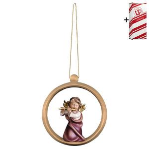 Heart Angel with flute Wood sphere + Gift box