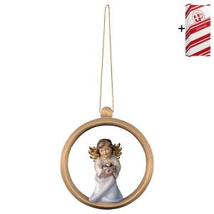 Ange Cœur avec coeur Boule en bois + Coffret cadeau