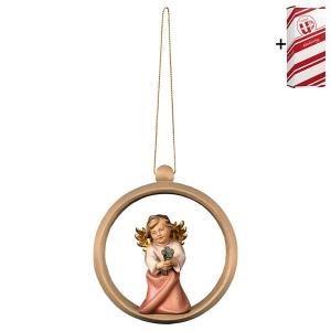 Heart Angel with four-clover Wood sphere + Gift box