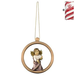 Ange Cœur avec clochette Boule en bois + Coffret cadeau