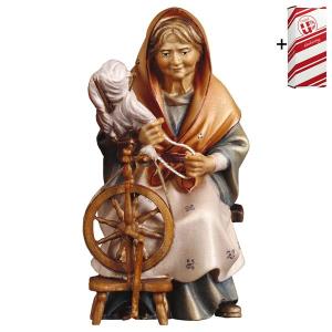 UL Old landlady with spinning wheel + Gift box