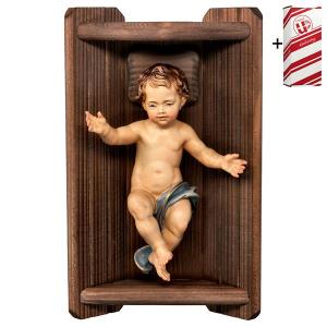 Gesù Bambino e Culla legno Classico 2 Pezzi + Box regalo