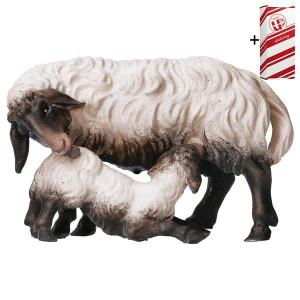 HI Schaf mit Lamm säugend Kopf schwarz + Geschenkbox