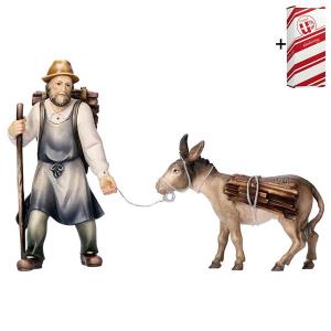 SH Pulling herder with wood with donkey with wood 2 Pieces + Gift box