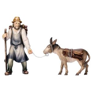 SH Pulling herder with wood with donkey with wood 2 Pieces