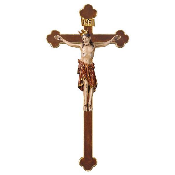 Kruzifix Romanisch mit Krone Barockbalken - Echt Gold Antik
