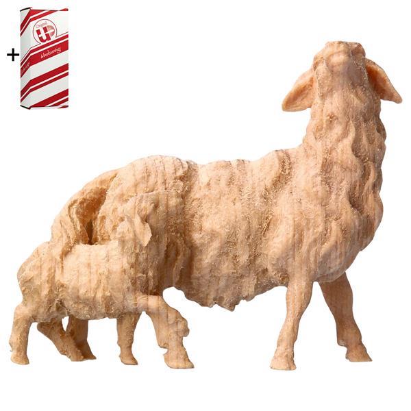 BE Schaf mit Lamm hinten + Geschenkbox - Natur-Zirbel