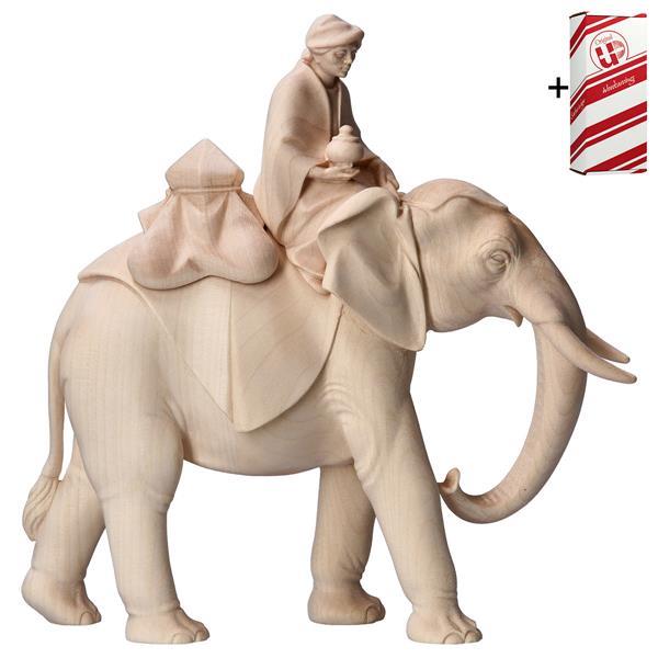 KO Elefantengruppe mit Schmucksattel 3 Teile + Geschenkbox - Natur