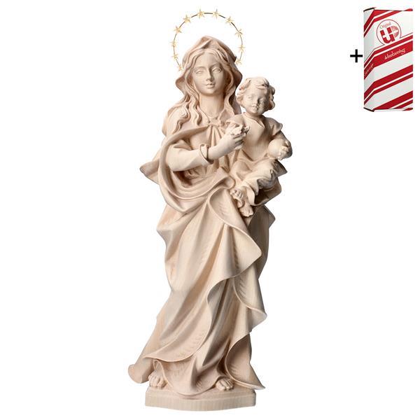 Our Lady Accompanist with Halo 12 stars brass + Gift box - Natural