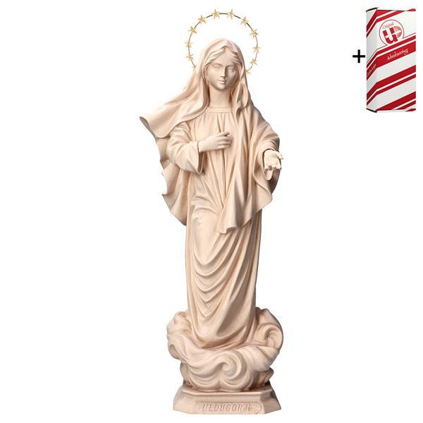 Our Lady of Medjugoje with Halo 12 stars + Gift box - Natural
