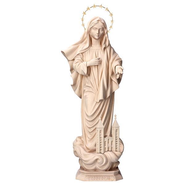 Our Lady of Medjugorje with church with Halo 12 stars brass - Natural