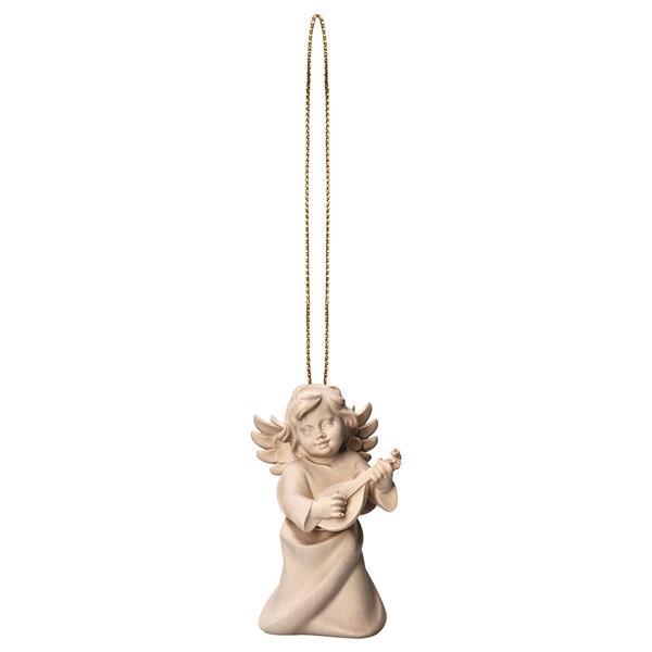 Heart Angel with lute with gold string - Natural
