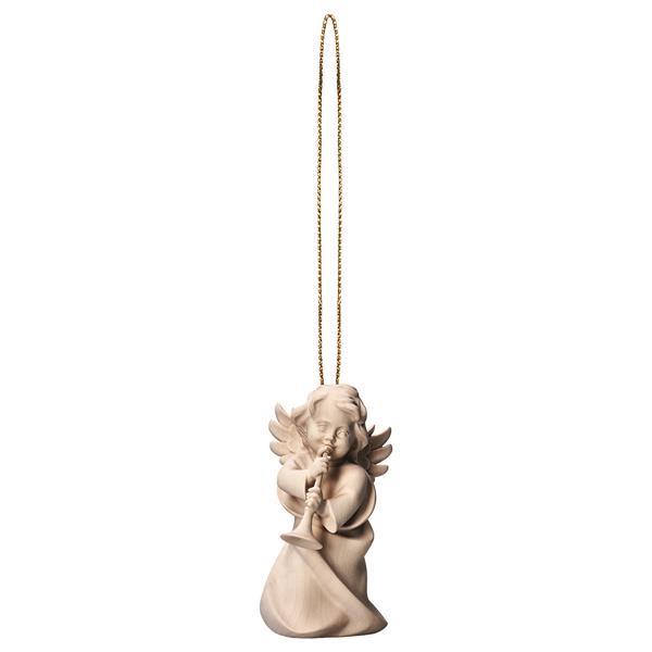 Heart Angel with trumpet with gold string - Natural