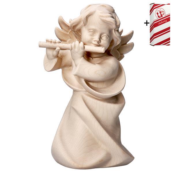 Heart Angel with flute + Gift box - Natural