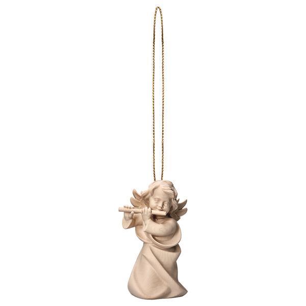 Heart Angel with flute with gold string - Natural