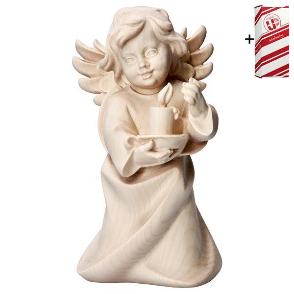 Heart Angel with candle + Gift box - Natural