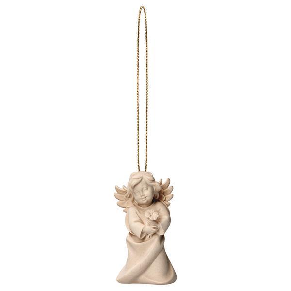 Heart Angel with fourclover with gold string - Natural