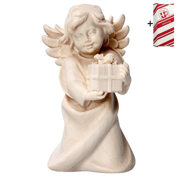 Heart Angel with present + Gift box - Natural