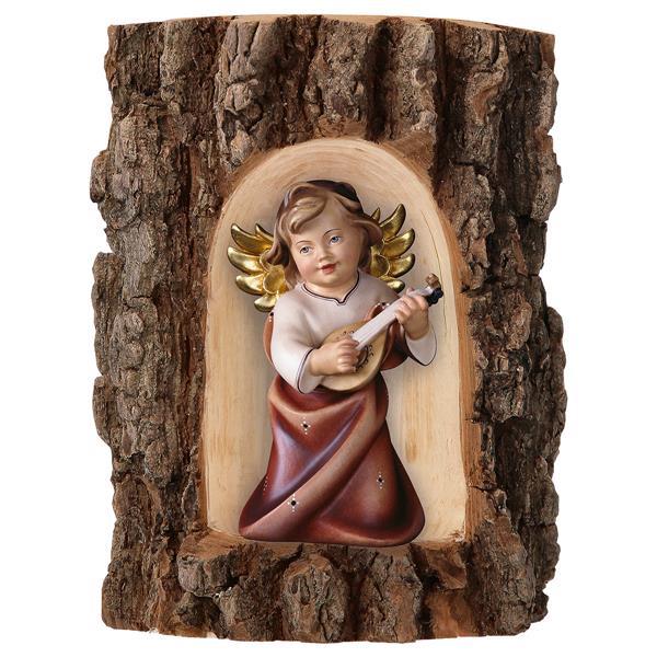 Heart Angel with lute in Grotto elm - Colored