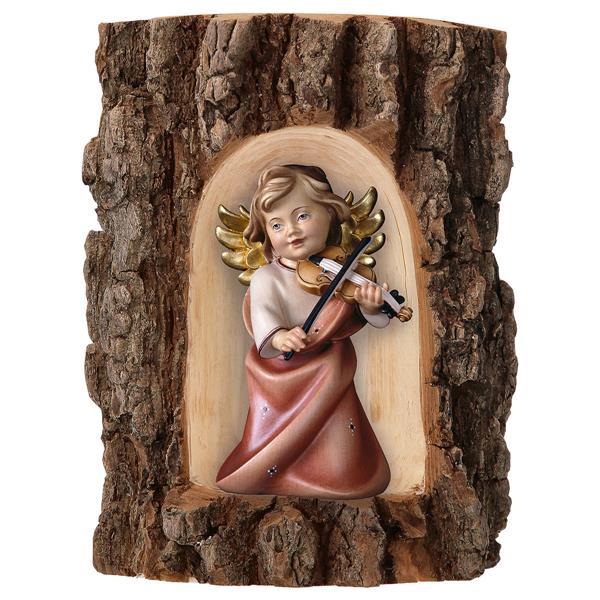 Heart Angel with violine in Grotto elm - Colored