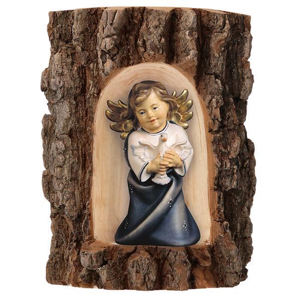Heart Angel with dove in Grotto elm - Colored Blue