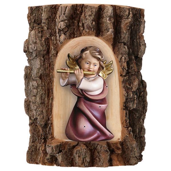 Heart Angel with flute in Grotto elm - Colored