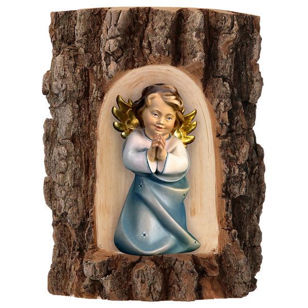 Heart Angel praying in Grotto elm - Colored Blue