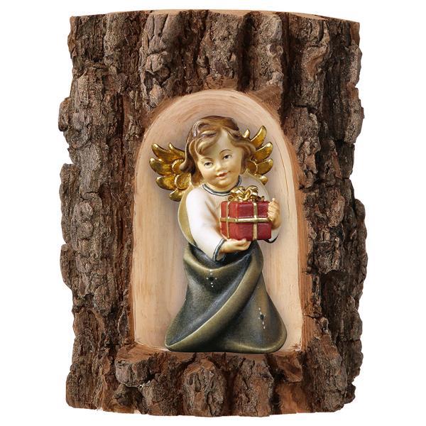 Heart Angel with present in Grotto elm - Colored