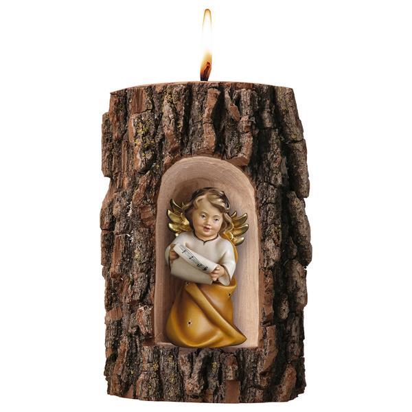 Heart Angel with notes in Grotto elm with candle - Colored