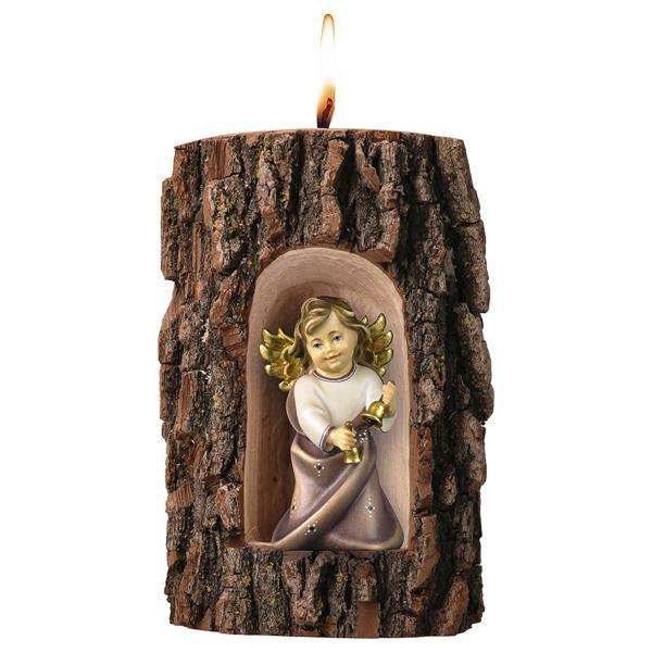 Heart Angel with bells in Grotto elm with candle - Colored