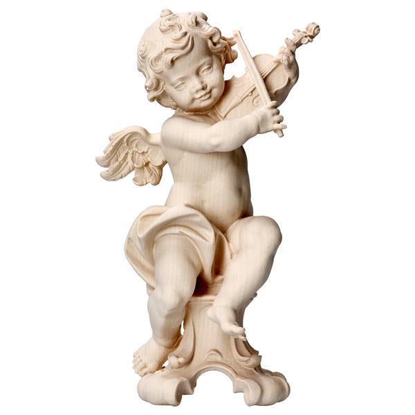 Cherub with violine on pedestal - Natural