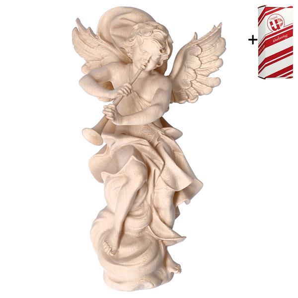Angel on cloud with trumpet + Gift box - Natural