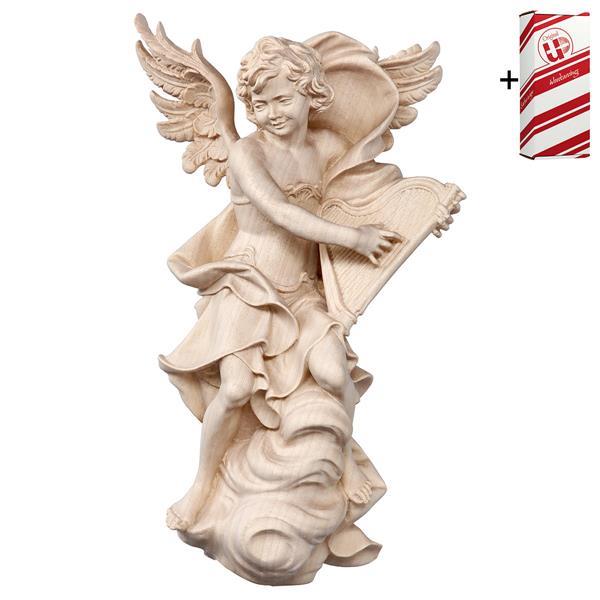 Angel on cloud with harp + Gift box - Natural