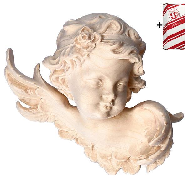 Angel head with rose left side + Gift box - Natural