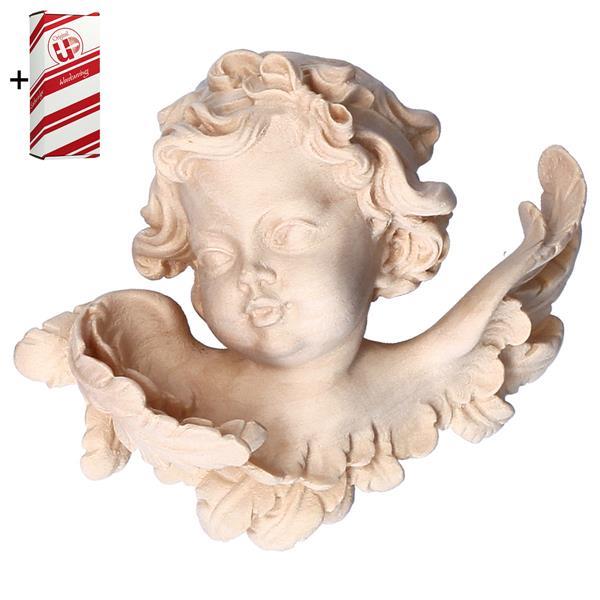 Angel head with bow right side + Gift box - Natural