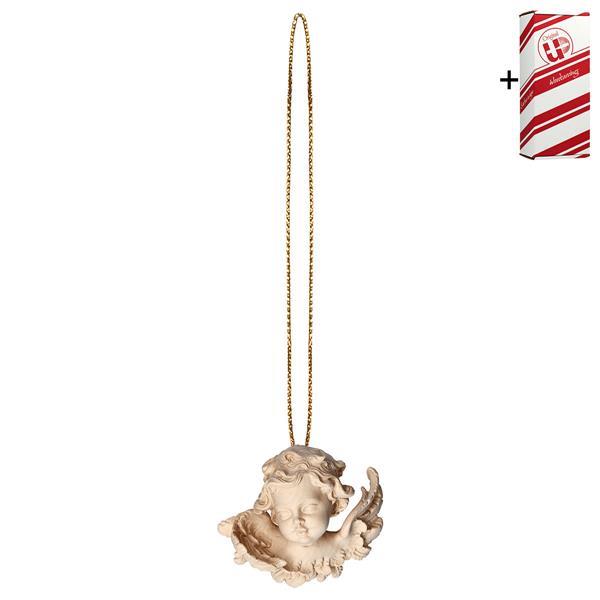 Angel head right side with gold string + Gift box - Natural
