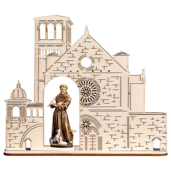 St. Francis of Assisi with animals + Basilica - Colored