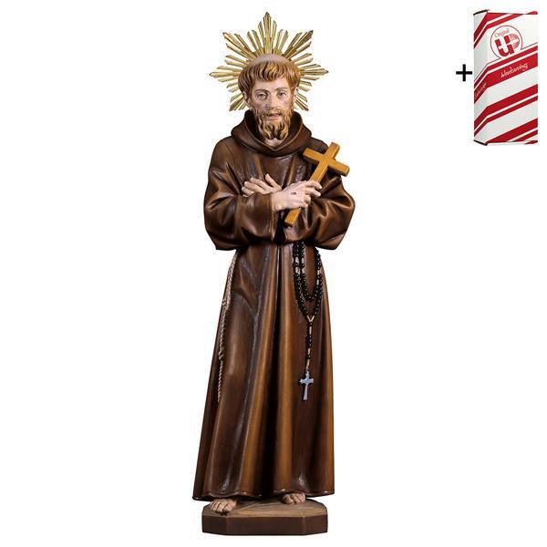 St. Francis of Assisi with cross with Aura + Gift box - Colored