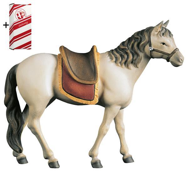 Horse white with saddle + Gift box - Colored