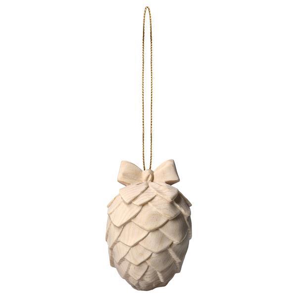 Pine cone with mesh with gold string - Natural-Pine