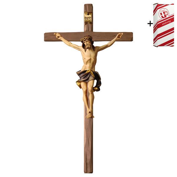 Crucifix Nazarean Cross straight + Gift box - Colored Blue