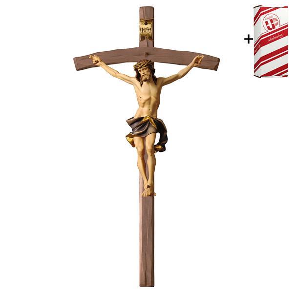 Crucifix Nazarean Cross bent + Gift box - Colored Blue